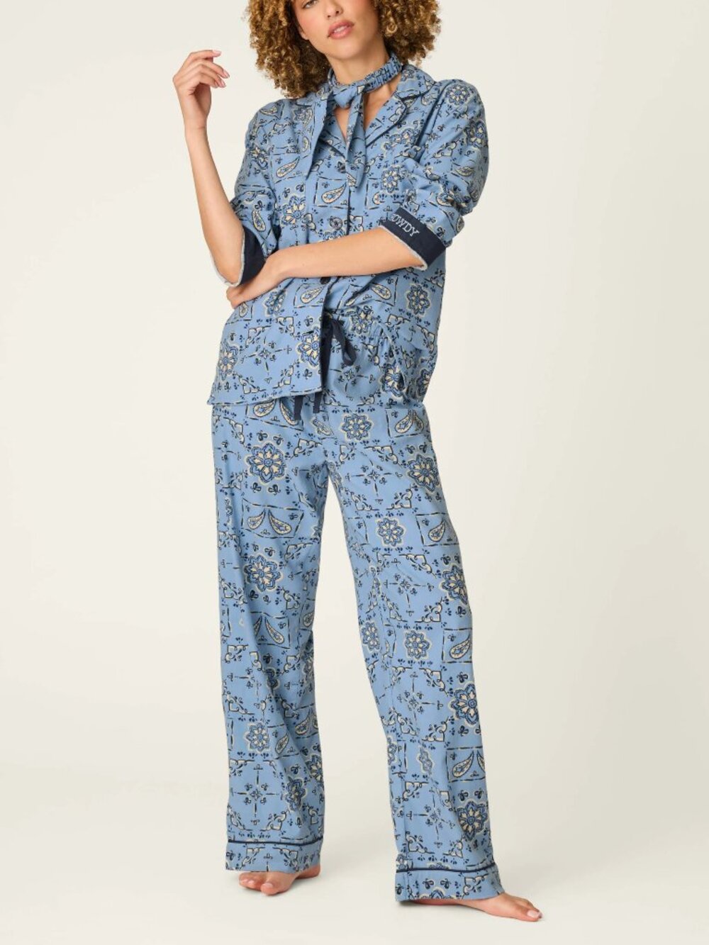 PJ Salvage Paisley Bandana Print Long Sleeve Flannel PJ Set